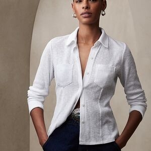 Banana Republic Factory White Slub Blouse. Size Medium. NWT